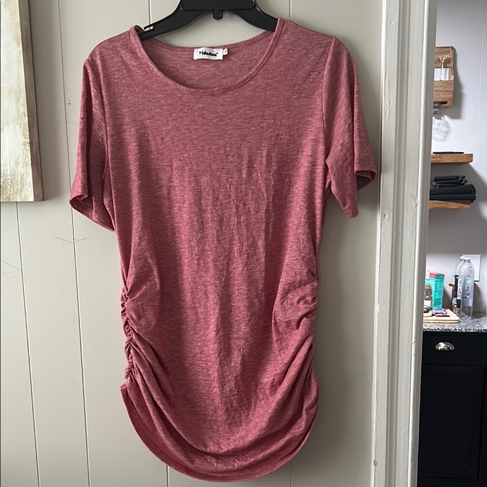 Women's Ruched Short Sleeve Tee in Dusty Rose
